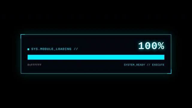 Sci-fi cyberpunk HUD progress bar system loading interface animation loop 4K