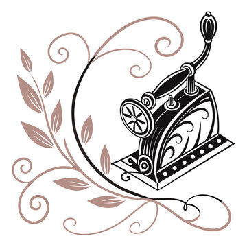 Vintage sewing machine with floral design