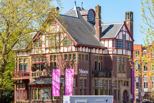 Moco (Modern Contemporary) museum in Villa Alsberg building on Museum square in Amsterdam, Netherlands