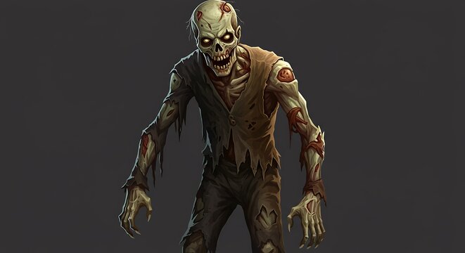 Creepy zombie character illustration for horror and Halloween concept