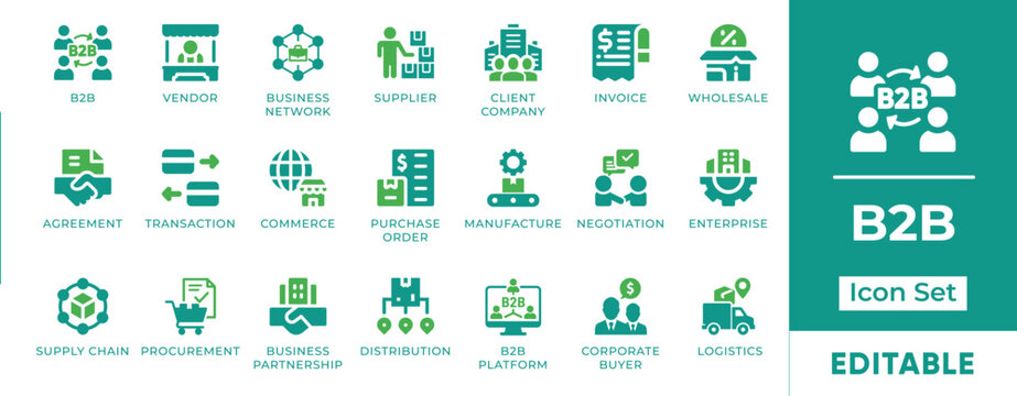 B2B business networking and supply chain. Corporate partnership, procurement vendor, and wholesale logistics