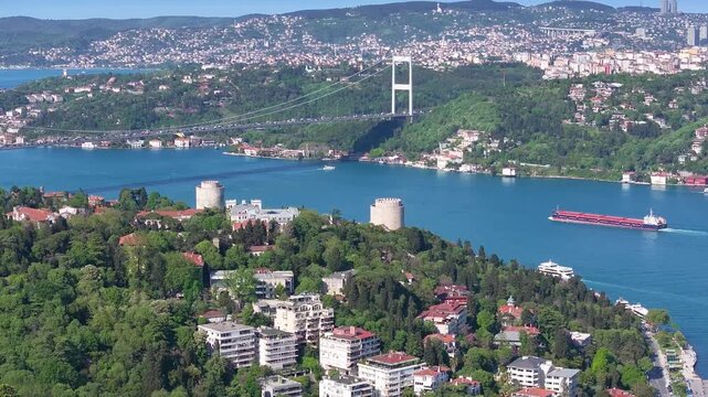 Rumeli Fortress (Rumelihisarı) Drone Video, Istanbul Icons Rumelihisari Sariyer, Istanbul Turkiye (Turkey)