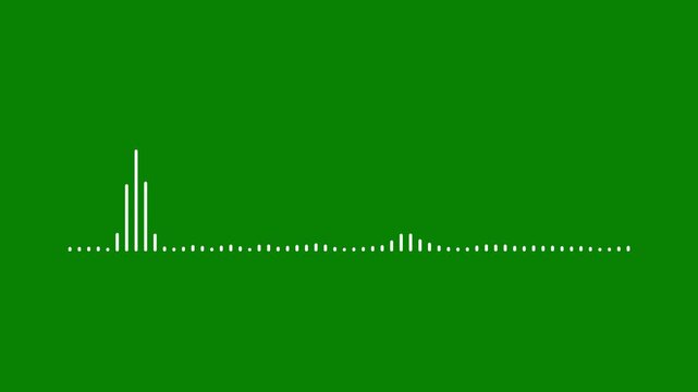 Abstract white audio waveform spectrum animation on black screen background, White audio waves isolated on green background. Loopable animation.4k resolution video