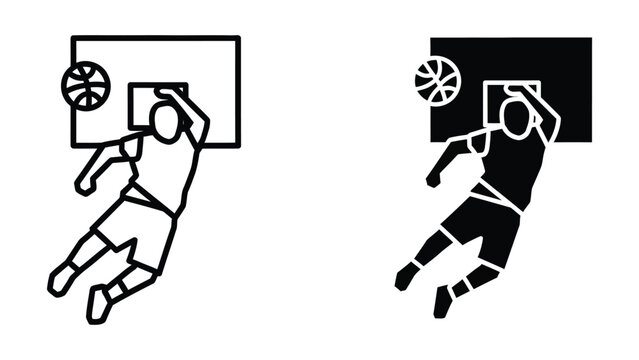 Basketball player shooting dunk action illustration