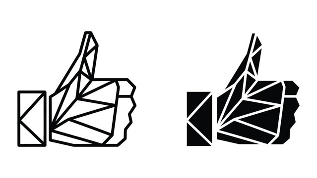Upvote and downvote geometric hand icons in black and white