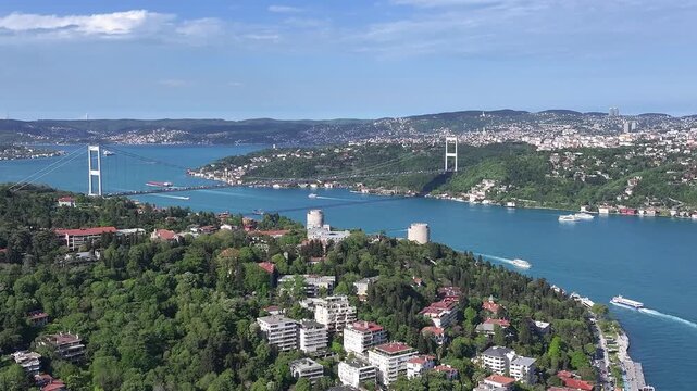 Luxury Neighborhood in Istanbul, Bebek Beach and Bebek Marina Drone Video, Besiktas Istanbul, Turkiye (Turkey)
