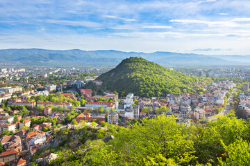 Obraz premium Plovdiv city centre aerial panoramic view in Bulgaria