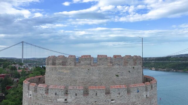 Rumeli Fortress (Rumelihisarı) Drone Video, Istanbul Icons Rumelihisari Sariyer, Istanbul Turkiye (Turkey)
