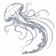 Blue jellyfish swimming with tentacles ©  Stock Gallery