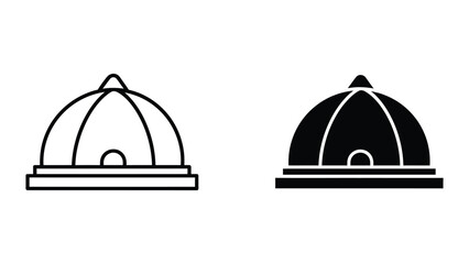 Fototapeta premium Minimalist dome and arch building icons in black and white