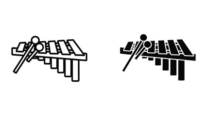 Two marimba mallets striking xylophone bars illustration © MDMOSLEM