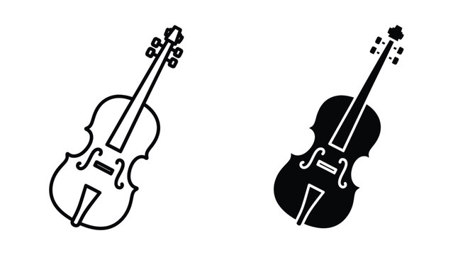 Black and white violin and cello icons side by side