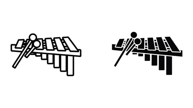 Two marimba mallets striking xylophone bars illustration