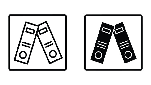 Black and white binder clip icons crossing in square frame