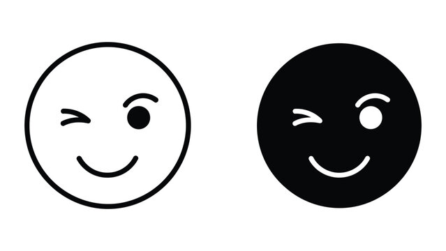 Happy and winking smiley face icons in contrasting styles