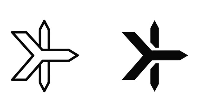 Minimalist black and white star with sharp points vector icon