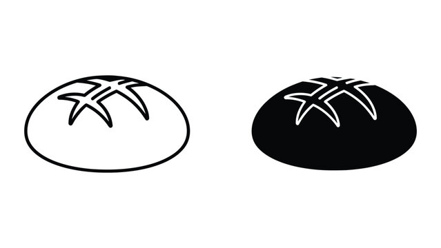 Black and white stylized braided bread loaf illustration