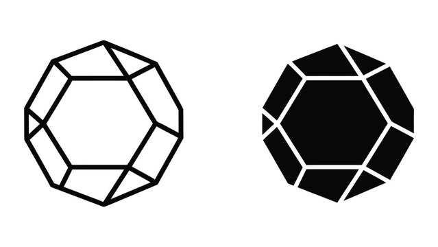 Black and white geometric dodecahedron wireframe illustration