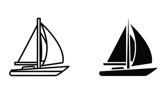 Simple sailboat icon with black and white design