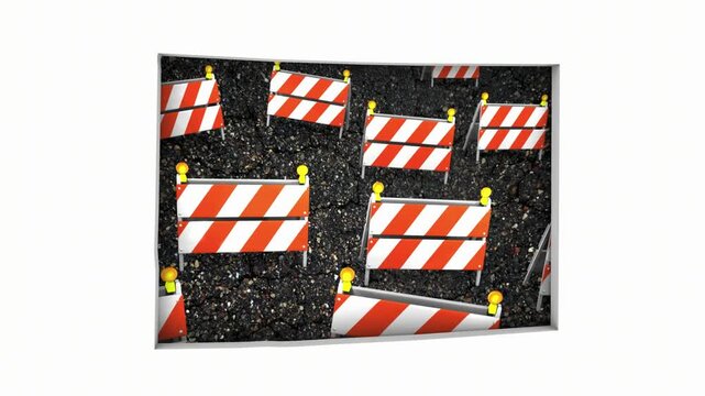 Colorado CO State Map Road Construction Project Traffic Signs Barriers Barricades 3d Animation