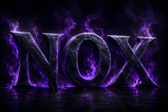 Dark Futuristic NOX 3D Typography with Neon Shadow Effects