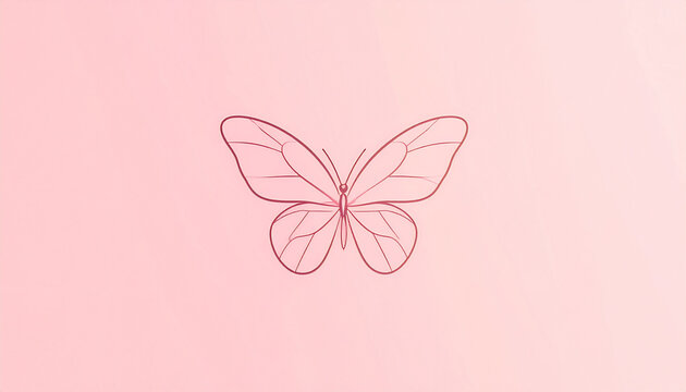 Pink butterfly outline on gradient background