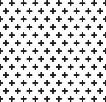 Repeating seamless pattern of small black cross symbols arranged in a uniform grid layout