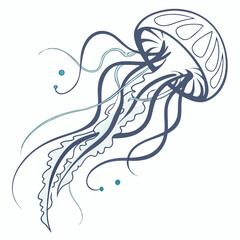 Blue jellyfish swimming in water © Laki Khatun
