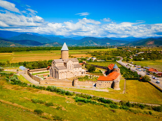 Fototapeta premium Alaverdi Monastery aerial panoramic view in Kakheti, Georgia
