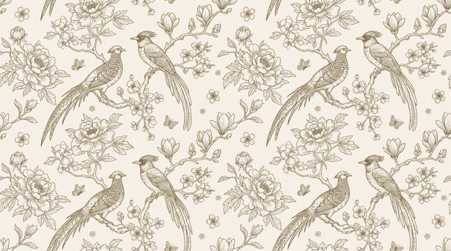 Background Ink Drawing Floral Hand Drawn Botanical Flowers Nature Organic Vines Detailed Textile Design Surface Design Print Design Engraving Etching Fine Art