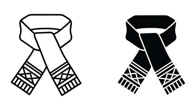 Black and white tie with geometric fringe scarf illustration