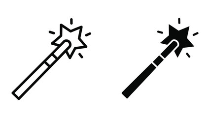 Two magic wands with star tips pointing opposite directions © MSTSALMA