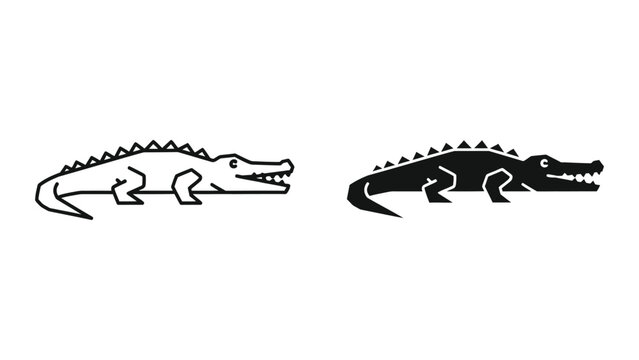 Black and white crocodile vector illustration