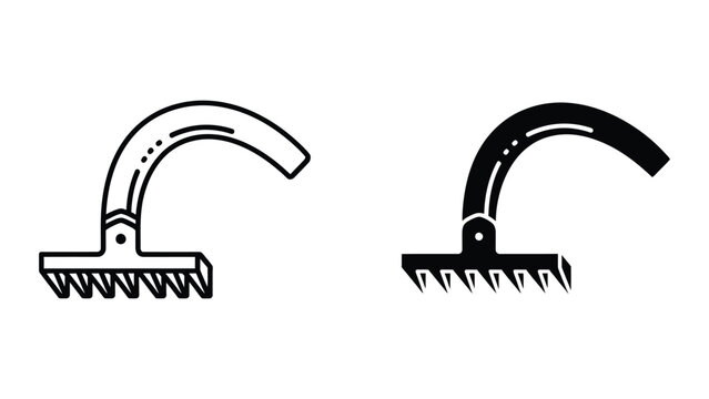 Black and white gardening rake and bow rake tools set