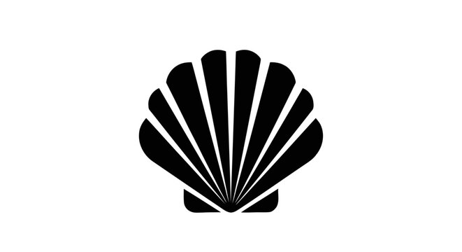Vector illustration of black silhouette of a seashell icon on a transparent background