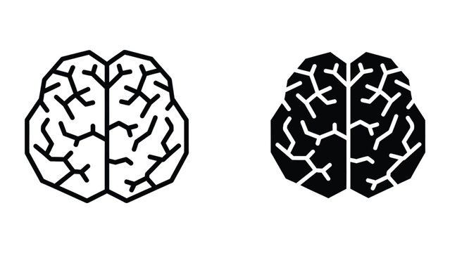 Black and white brain hemispheres illustration
