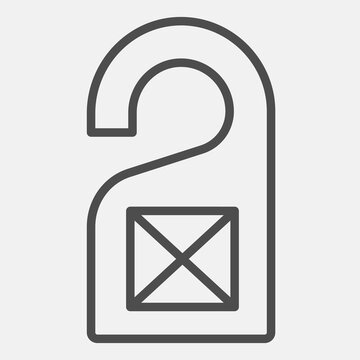 Door hanger with space for banner line icon, polygraphy concept. Vector graphics. Advertising for door handle sign with outline style icon for mobile or web design.
