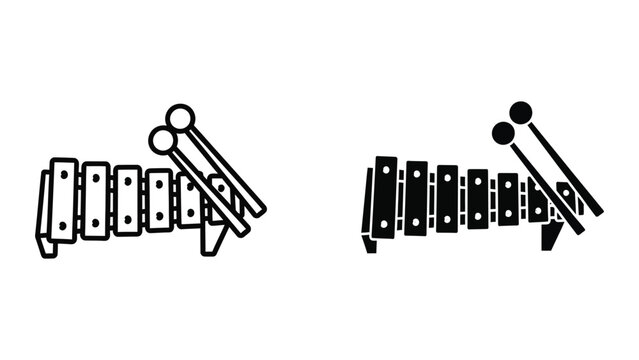 Black and white xylophone and marimba mallets illustration