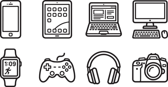 Set of vintage technology icons vector collection Vector