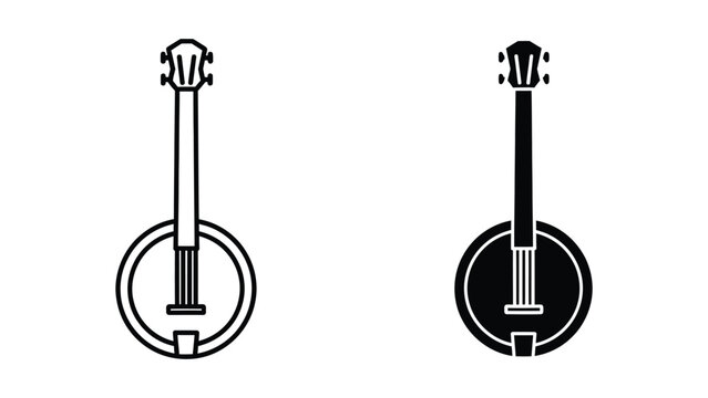 Minimalistic banjo and guitar icon pair illustration
