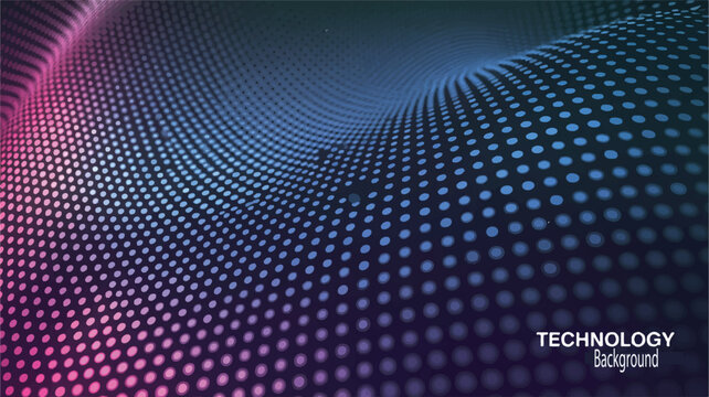 technology background with blue and pink dots on gradient background