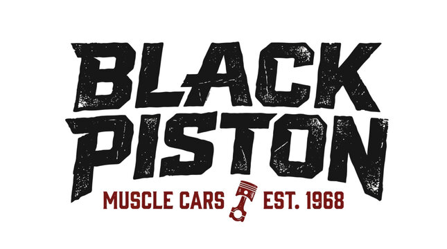 Black Piston Muscle Cars Est. 1968 Logo Design