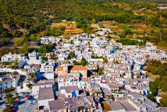 Pampaneira village aerial panoramic view in Spain