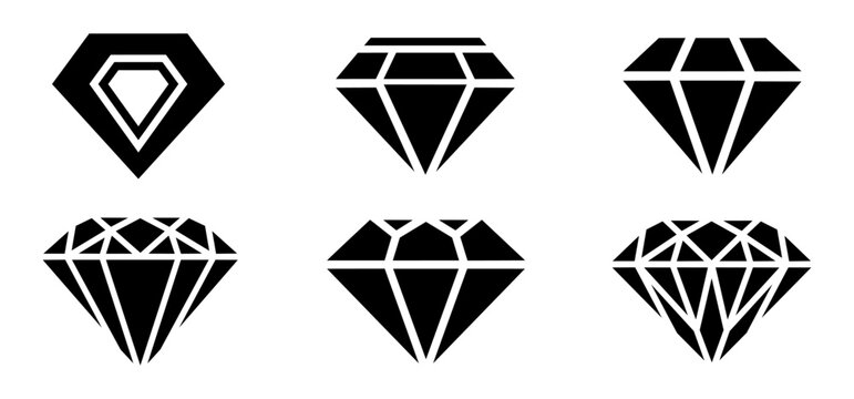 Diamond icon set, collection of luxury gem and jewelry symbols