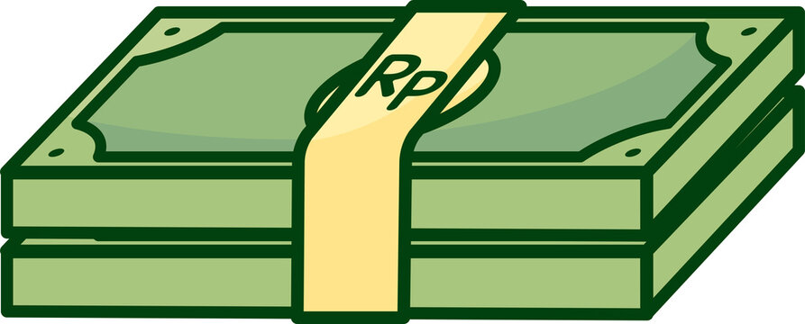 Bundled Indonesian Rupiah money stack vector