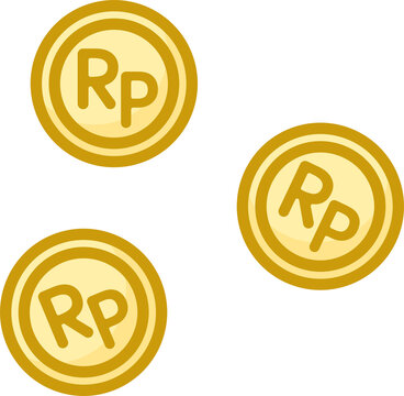 Flat Illustration Icon of Indonesian Rupiah Coins IDR