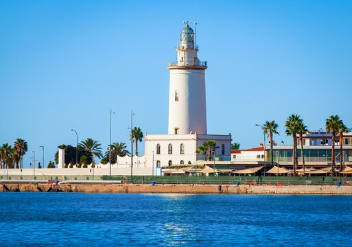 Lighthouse in the port of Malaga, Spain