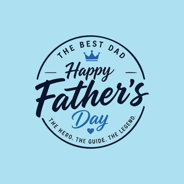 same for all six):
Happy Father's Day greeting card collection with script typography, mustache, bow tie, crown, heart, and dad quotes in navy blue and gold on isolated backgrounds.