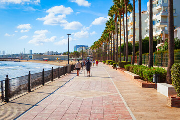 Fototapeta premium Marbella beach promenade in Andalusia, Spain