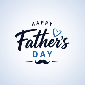 same for all six):
Happy Father's Day greeting card collection with script typography, mustache, bow tie, crown, heart, and dad quotes in navy blue and gold on isolated backgrounds.
